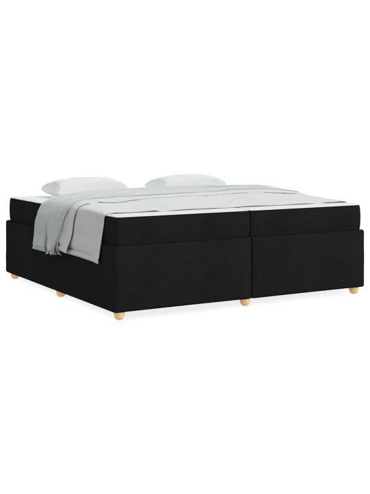 Gultas rāmis ar matraci ar matraci melna 200 x 200 cm audums