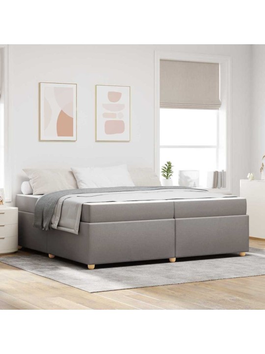 Gultas rāmis ar matraci pelēkbrūna 200 x 200 cm audums