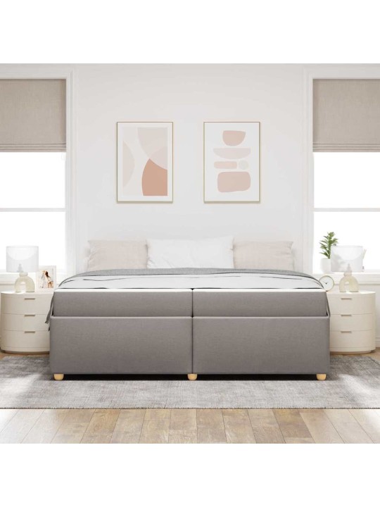 Gultas rāmis ar matraci pelēkbrūna 200 x 200 cm audums