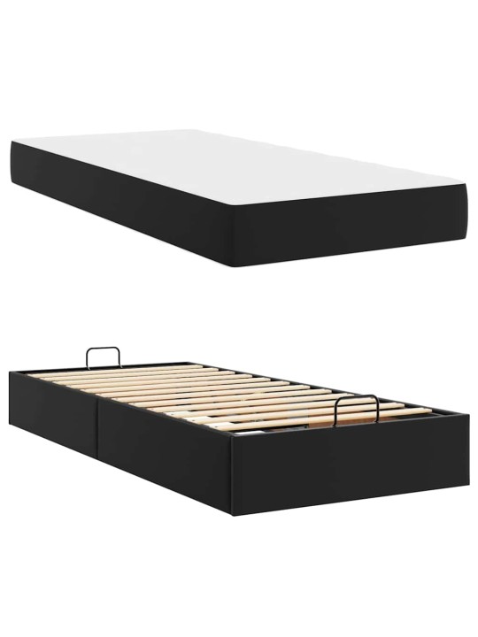 Gultas rāmis ar matraci melna 80 x 200 cm mākslīgā āda