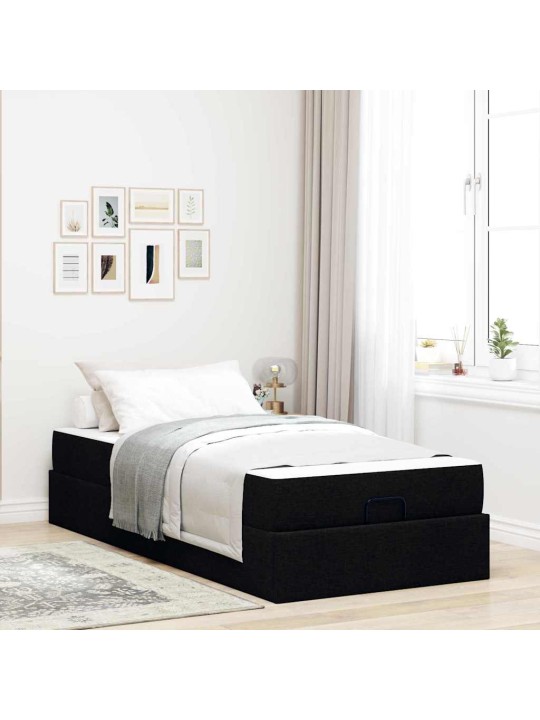 Gultas rāmis ar matraci melna 90 x 200 cm audums
