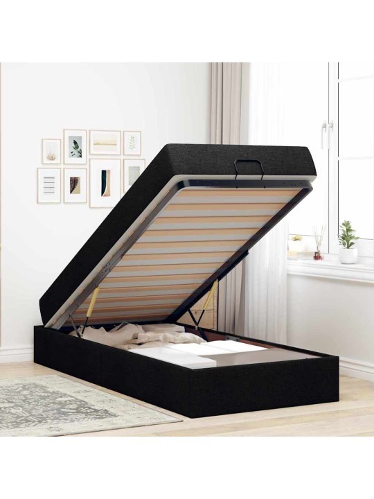 Gultas rāmis ar matraci melna 90 x 200 cm audums