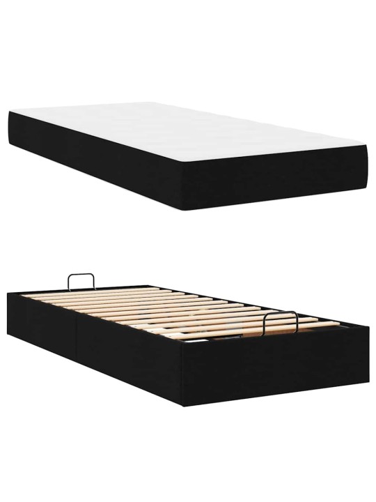 Gultas rāmis ar matraci melna 90 x 200 cm audums