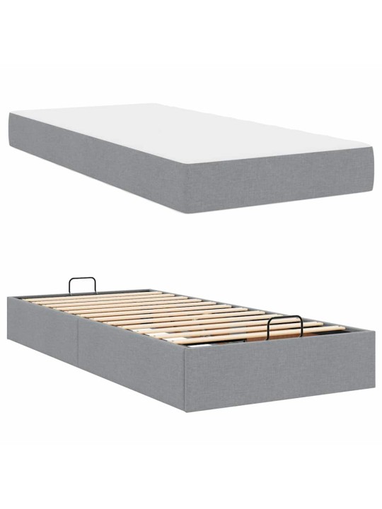 Gultas rāmis ar matraci gaiši pelēka 100 x 200 cm audums