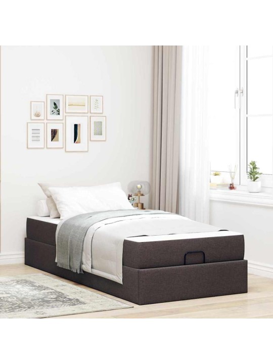 Gultas rāmis ar matraci tumši brūna 100 x 200 cm audums