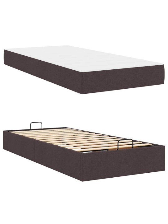 Gultas rāmis ar matraci tumši brūna 100 x 200 cm audums