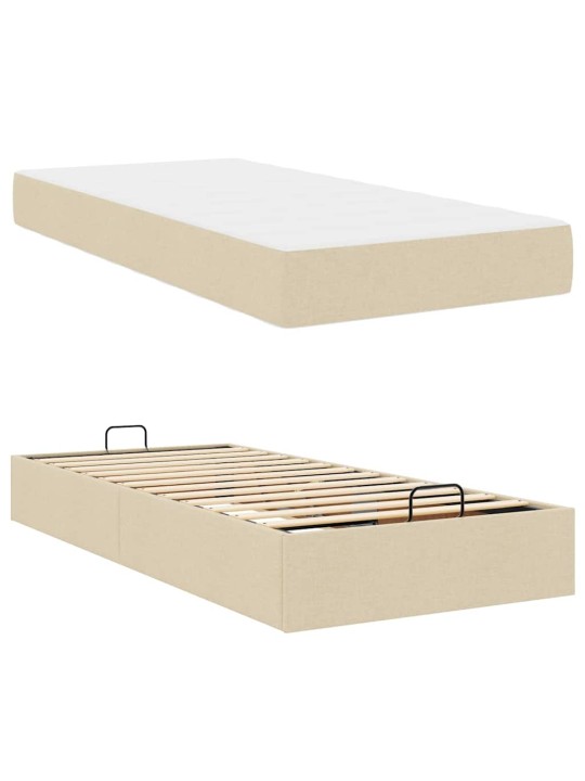 Gultas rāmis ar matraci krēmkrāsa 100 x 200 cm audums