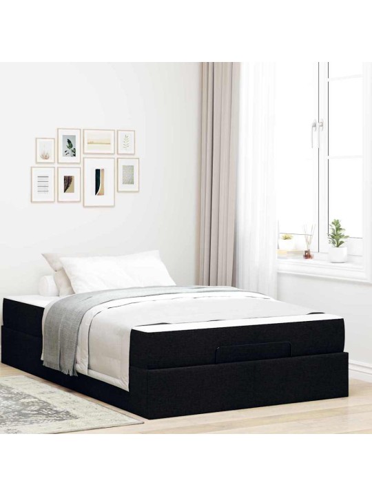 Gultas rāmis ar matraci melna 120 x 200 cm audums