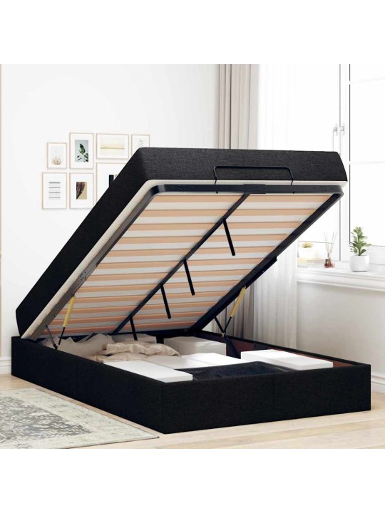 Gultas rāmis ar matraci melna 120 x 200 cm audums