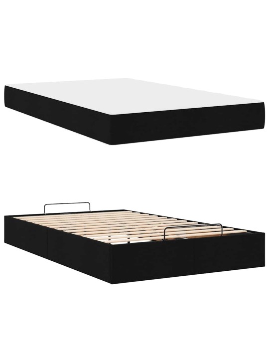 Gultas rāmis ar matraci melna 120 x 200 cm audums