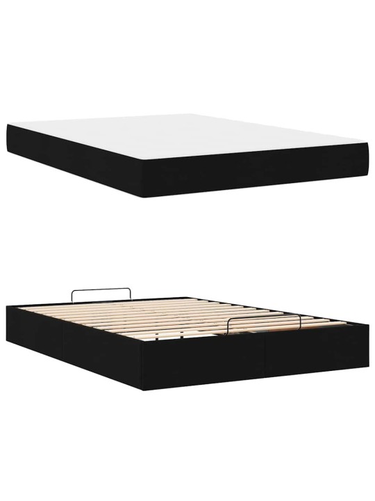 Gultas rāmis ar matraci melna 140 x 190 cm audums