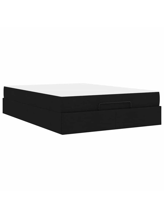 Gultas rāmis ar matraci melna 140 x 190 cm audums