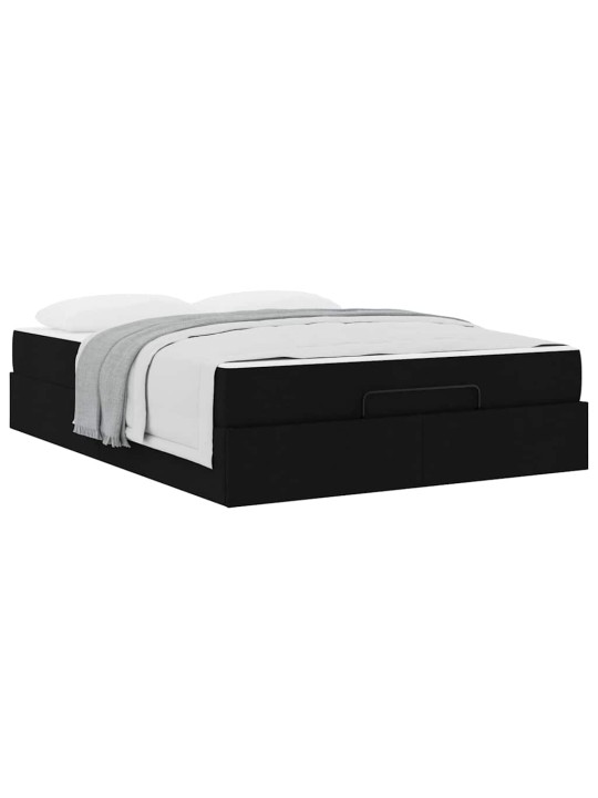 Gultas rāmis ar matraci melna 140 x 190 cm audums
