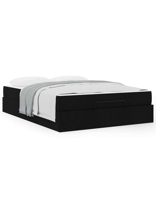 Gultas rāmis ar matraci melna 140 x 190 cm audums