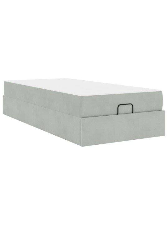 Gultas rāmis ar matraci gaiši pelēka 100 x 200 cm samts