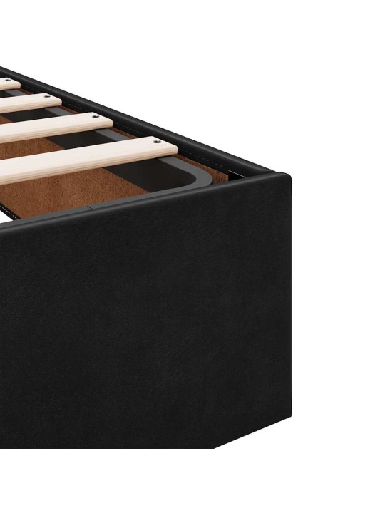 Gultas rāmis ar matraci ar uzglabāšanu melna 100 x 200 cm samts