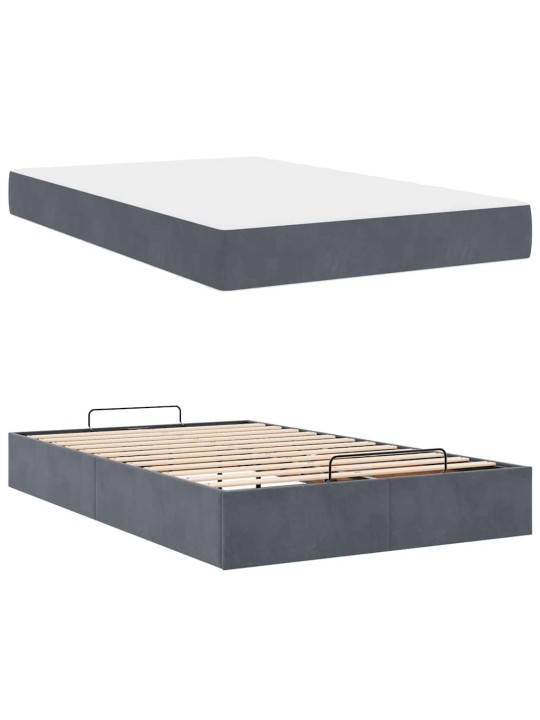 Gultas rāmis ar matraci tumši pelēka 120 x 200 cm samts