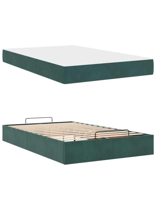 Gultas rāmis ar matraci tumši zaļa 120 x 200 cm samts