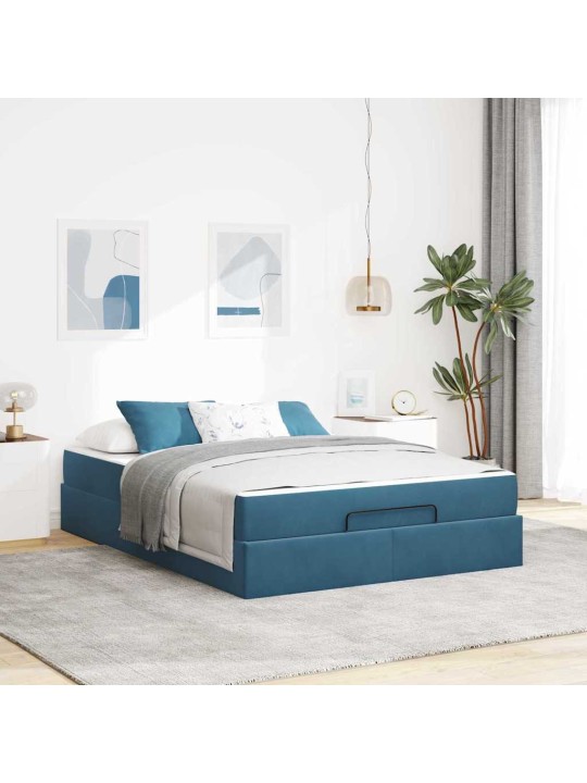 Gultas rāmis zila 160 x 200 cm samts