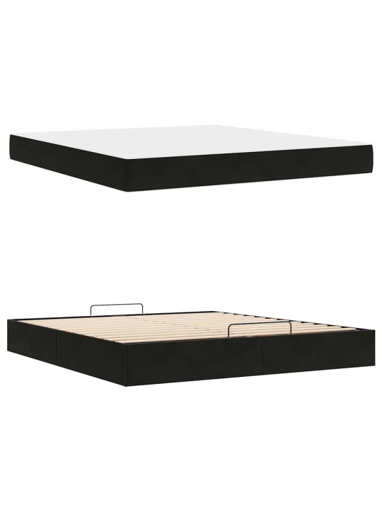 Gultas rāmis melna 180 x 200 cm samts