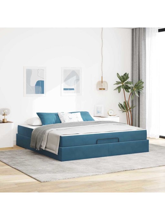 Gultas rāmis zila 180 x 200 cm samts