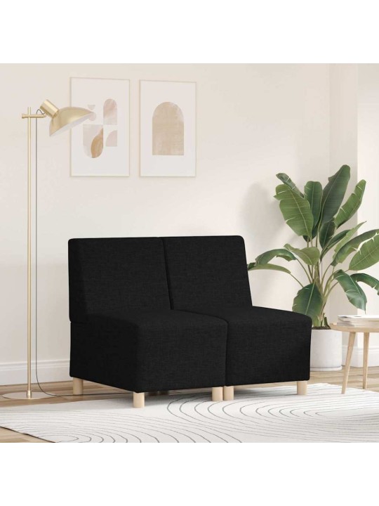 Modulārais bezrku dīvāns 2 pcs melna 55 x 74 x 82 cm audums