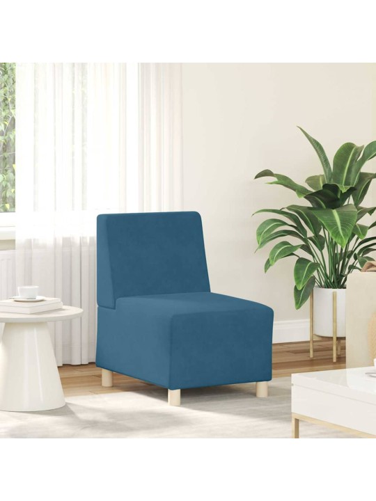 Modulārais bezrku dīvāns 2 pcs zila 55 x 74 x 82 cm samts