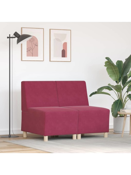 Modulārais bezrku dīvāns 2 pcs vīnsarkans 55 x 74 x 82 cm samts