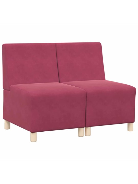 Modulārais bezrku dīvāns 2 pcs vīnsarkans 55 x 74 x 82 cm samts