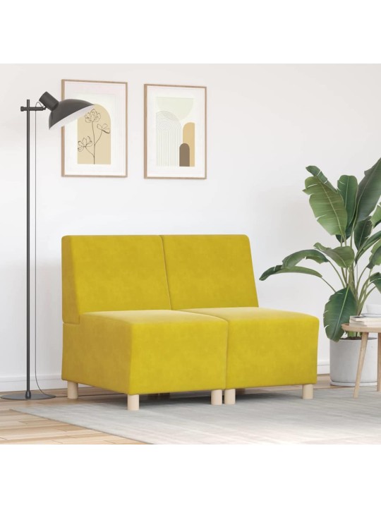 Modulārais bezrku dīvāns 2 pcs dzeltena 55 x 74 x 82 cm samts