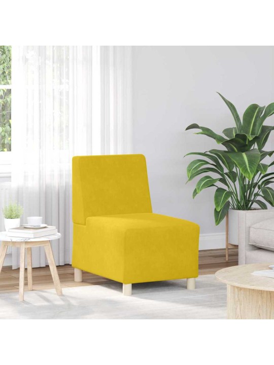 Modulārais bezrku dīvāns 2 pcs dzeltena 55 x 74 x 82 cm samts
