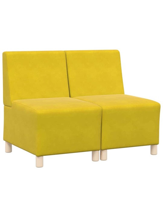 Modulārais bezrku dīvāns 2 pcs dzeltena 55 x 74 x 82 cm samts