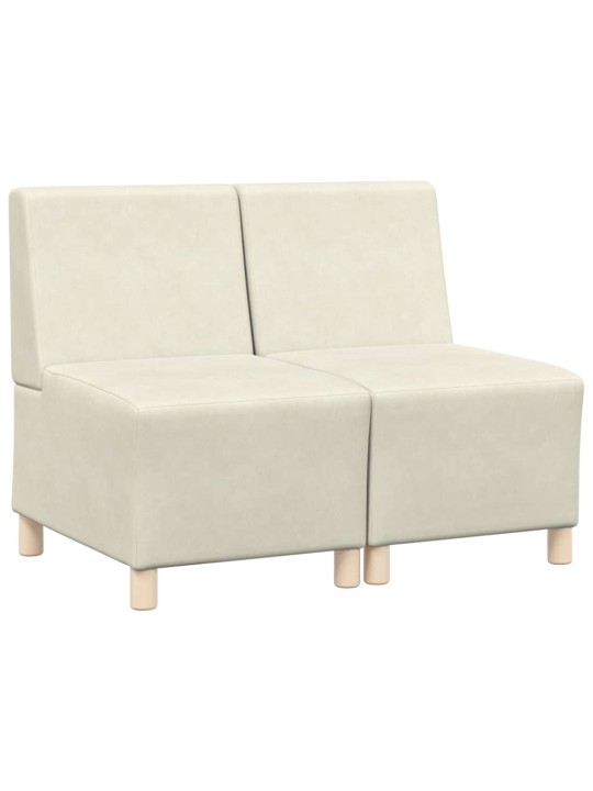 Modulārais bezrku dīvāns 2 pcs krēmkrāsa 55 x 74 x 82 cm samts