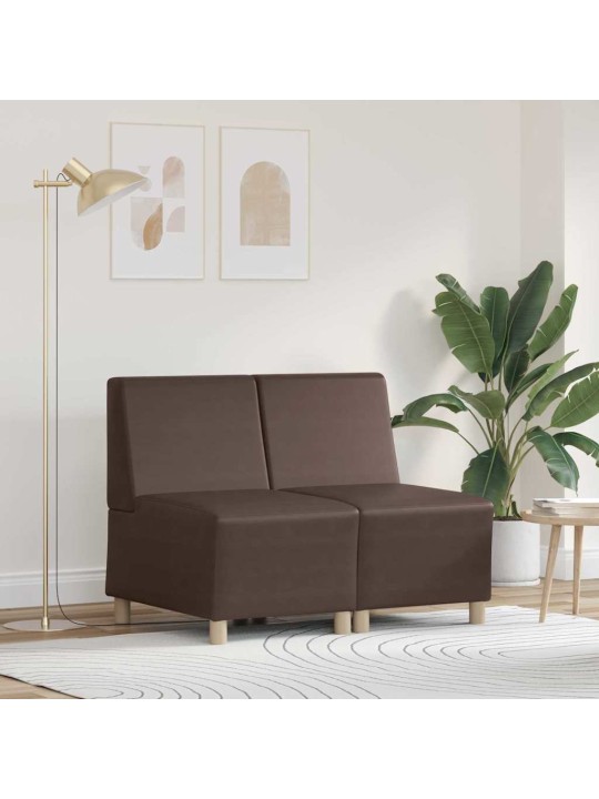 Modulārais bezrku dīvāns 2 pcs brūna 55 x 74 x 82 cm