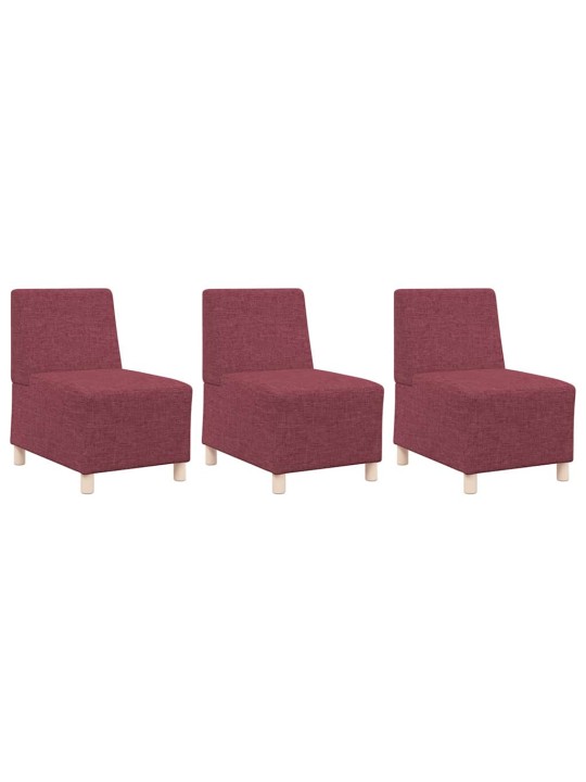 Modulārais bezrku dīvāns 3 pcs vīnsarkans 55 x 74 x 82 cm