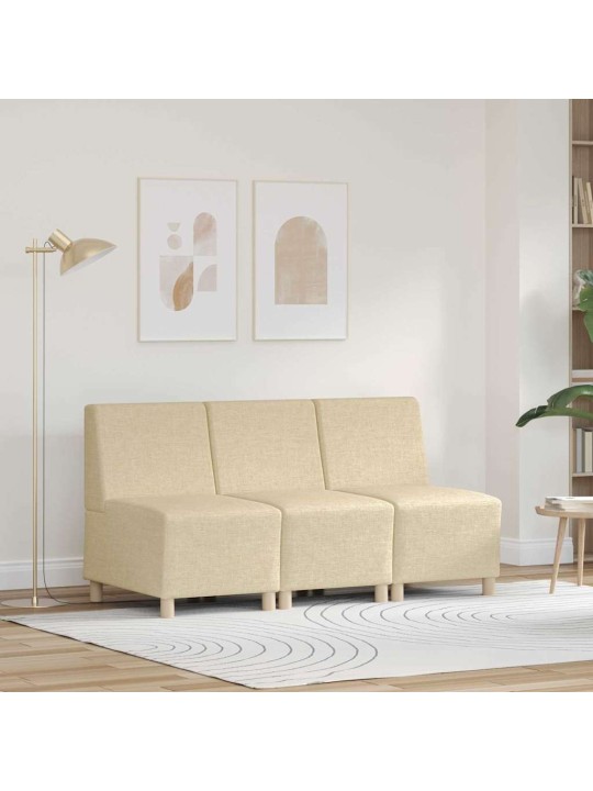 Modulārais bezrku dīvāns 3 pcs krēmkrāsa 55 x 74 x 82 cm audums