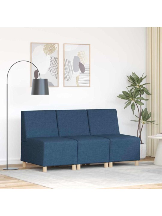 Modulārais bezrku dīvāns 3 pcs zila 55 x 74 x 82 cm audums