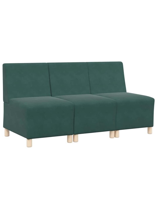 Modulārais bezrku dīvāns 3 pcs tumši zaļa 55 x 74 x 82 cm samts