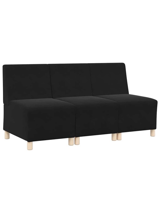 Modulārais bezrku dīvāns 3 pcs melna 55 x 74 x 82 cm samts