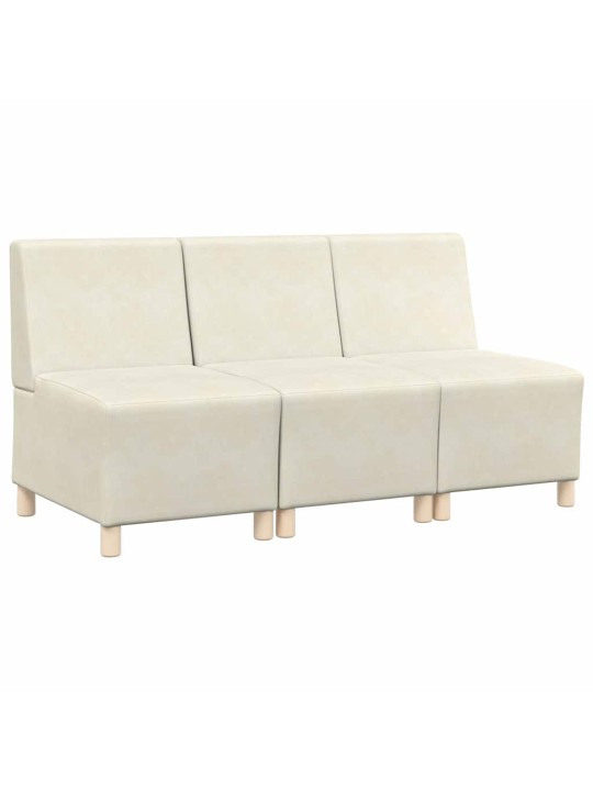 Modulārais bezrku dīvāns 3 pcs krēmkrāsa 55 x 74 x 82 cm samts