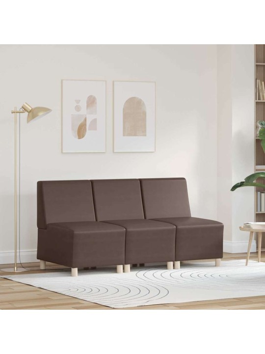Modulārais bezrku dīvāns 3 pcs brūna 55 x 74 x 82 cm