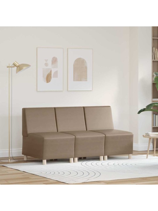 Modulārais bezrku dīvāns 3 pcs kapučīno 55 x 74 x 82 cm