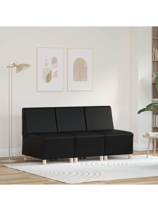 Modulārais bezrku dīvāns 3 pcs melna 55 x 74 x 82 cm