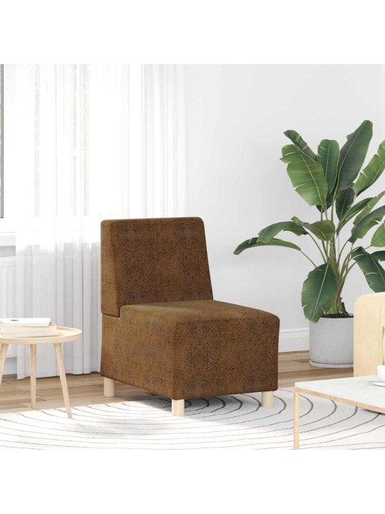 Dīvāna krēsls 3 pcs brūna 55 x 74 x 82 cm mākslīga zamša āda