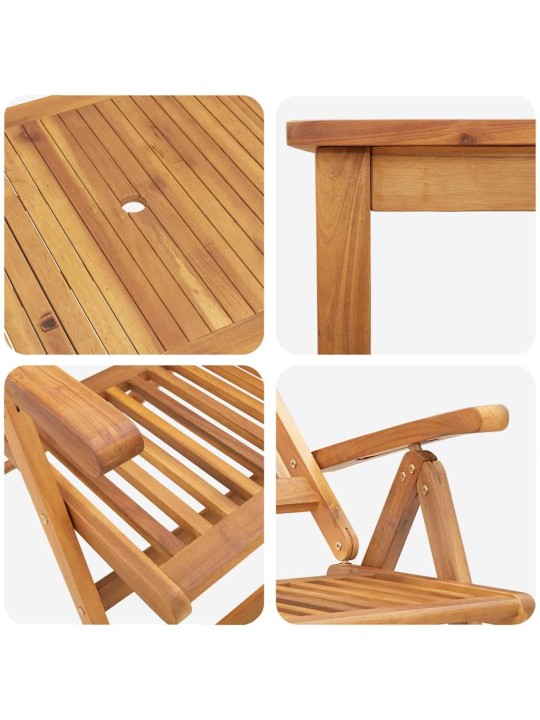 Dārza ēdamgalds saliekams 7 pcs brūna akācijas masīvkoks