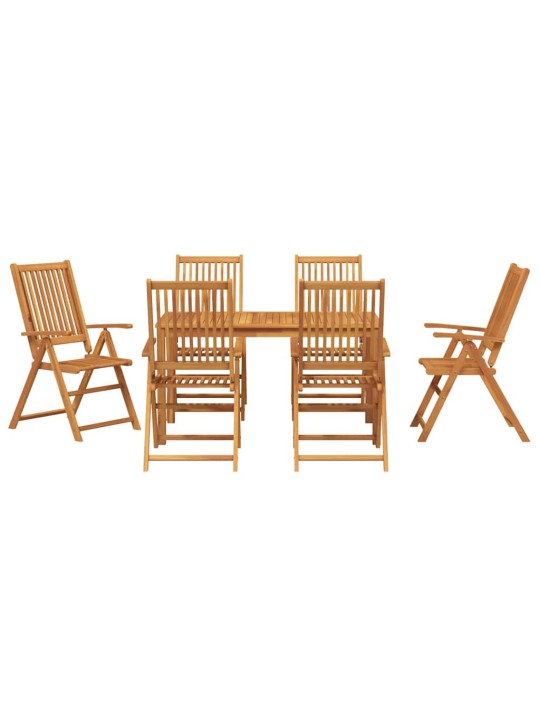Dārza ēdamgalds saliekams 7 pcs brūna akācijas masīvkoks