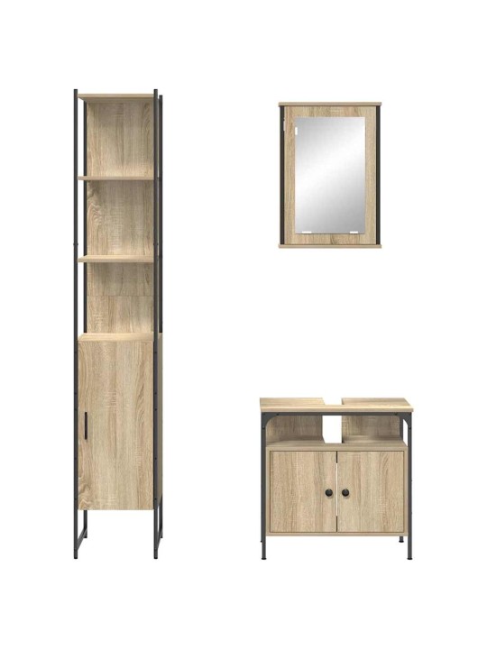 Vannas istabas mēbeļu komplekts ar plauktu 3 pcs sonomas ozola