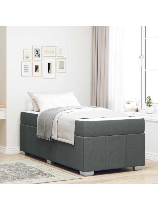 Gultas rāmis ar matraci tumši pelēka 90 x 190 cm audums