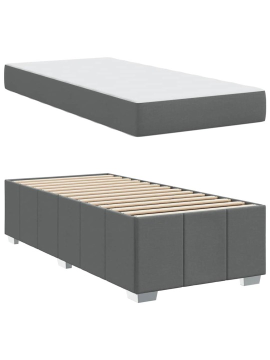 Gultas rāmis ar matraci tumši pelēka 90 x 200 cm audums