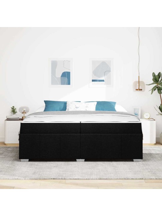 Gultas rāmis ar matraci melna 200 x 200 cm audums